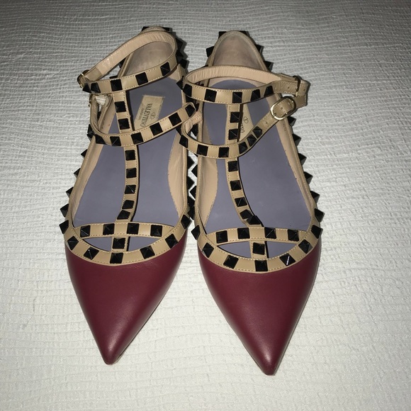 Valentino Garavani Shoes - Valentino rockstud leather ballerina flat shoes
